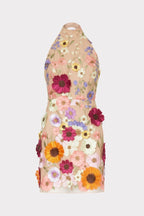 Floral Embroidered Lace Backless Bodycon Mini Dress