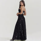 Women's Spaghetti-Strap Lace Maxi Evening Dress