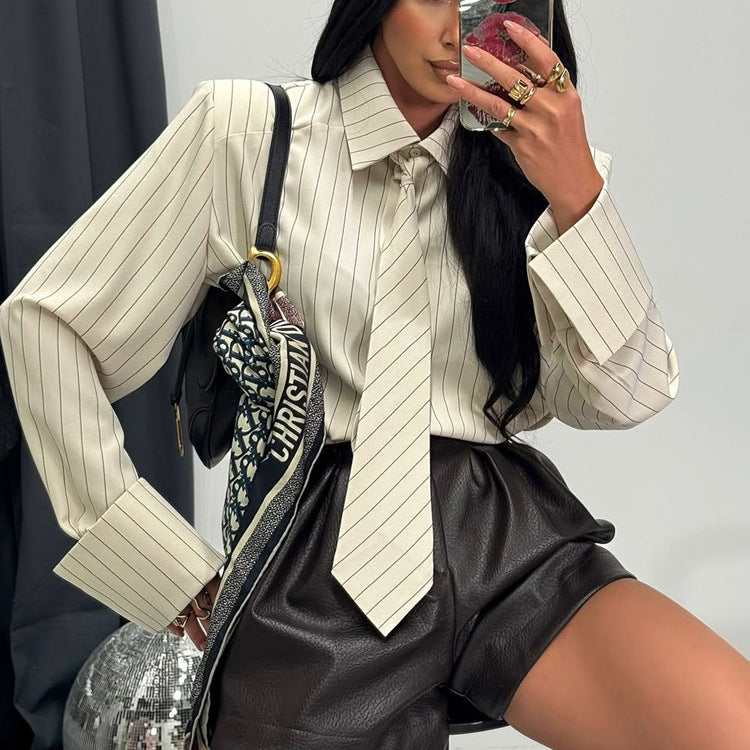 Striped Tie-Front Shirt