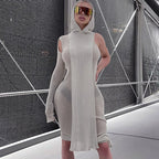 Women's Hooded Cutout Long-Sleeve Asymmetric Dress