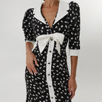 Digital Printing Dress Polo Collar Five Quarter