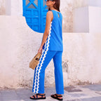 Sleeveless Top Straight Dungarees Casual Set