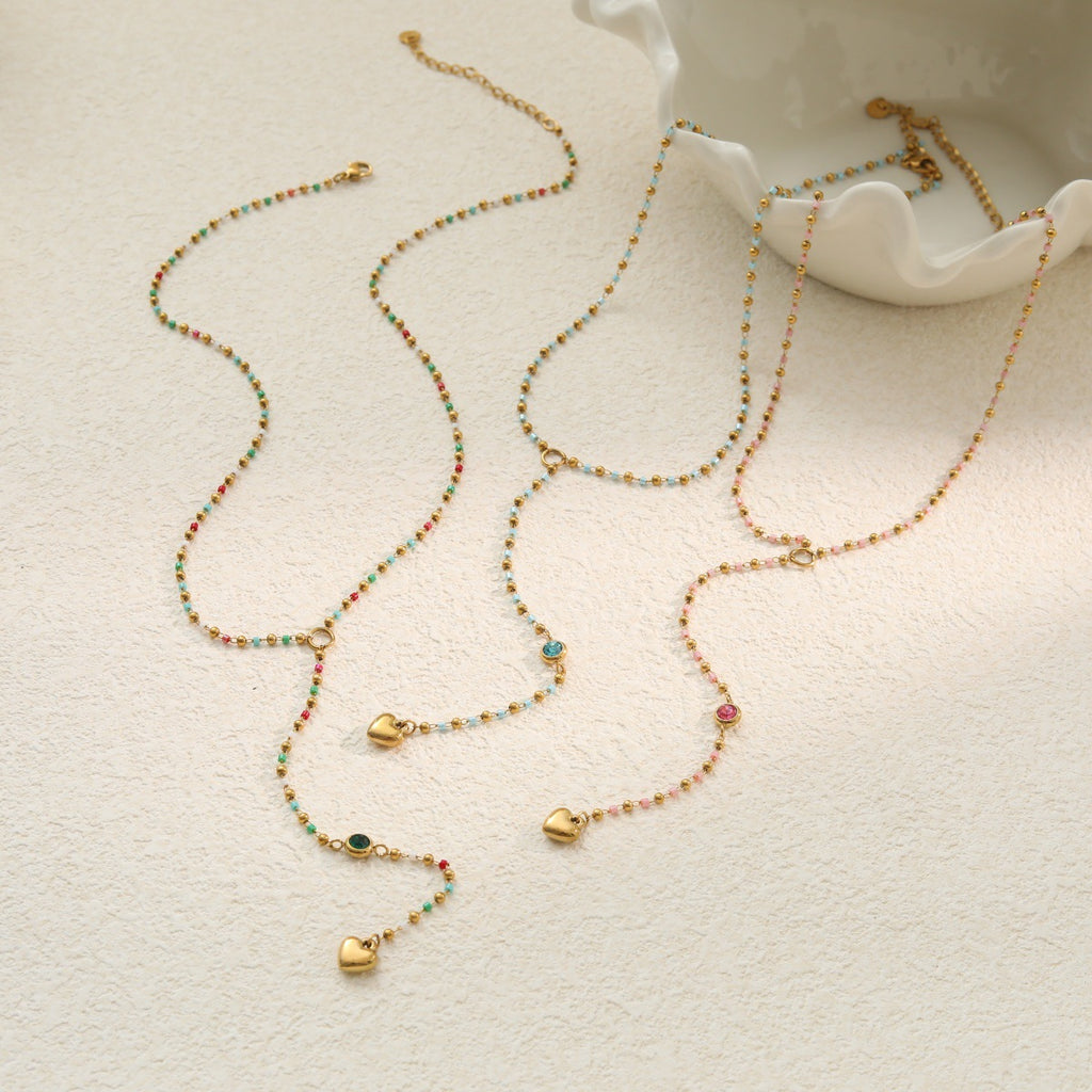 Women's Colorful Beaded Tassel Necklace