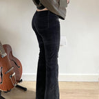 Street Rhinestone Floral Starry Sky Printed Trousers Women Casual All Match Sexy Woven Bootcut Trousers