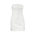 Women's White Lace Asymmetric Top and Skirt Two-Piece Set