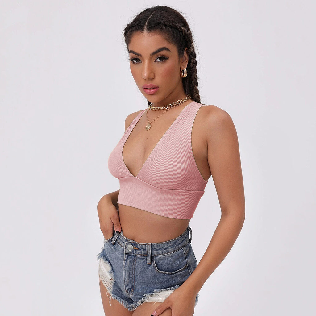Women's Slim-Fit V-Neck Backless Vest Top