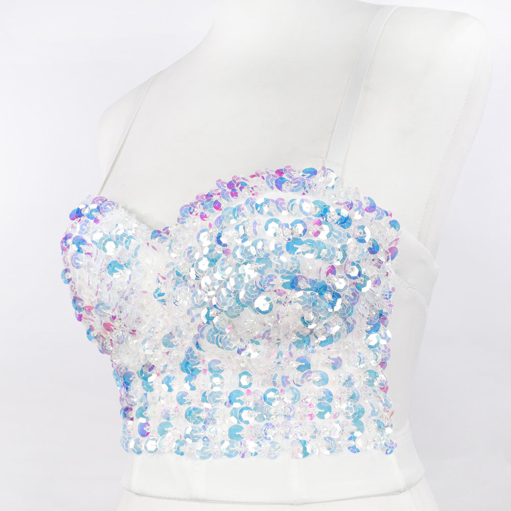 's Trendy Cool Outerwear Sequ Shiny Inner Tube Top Girly