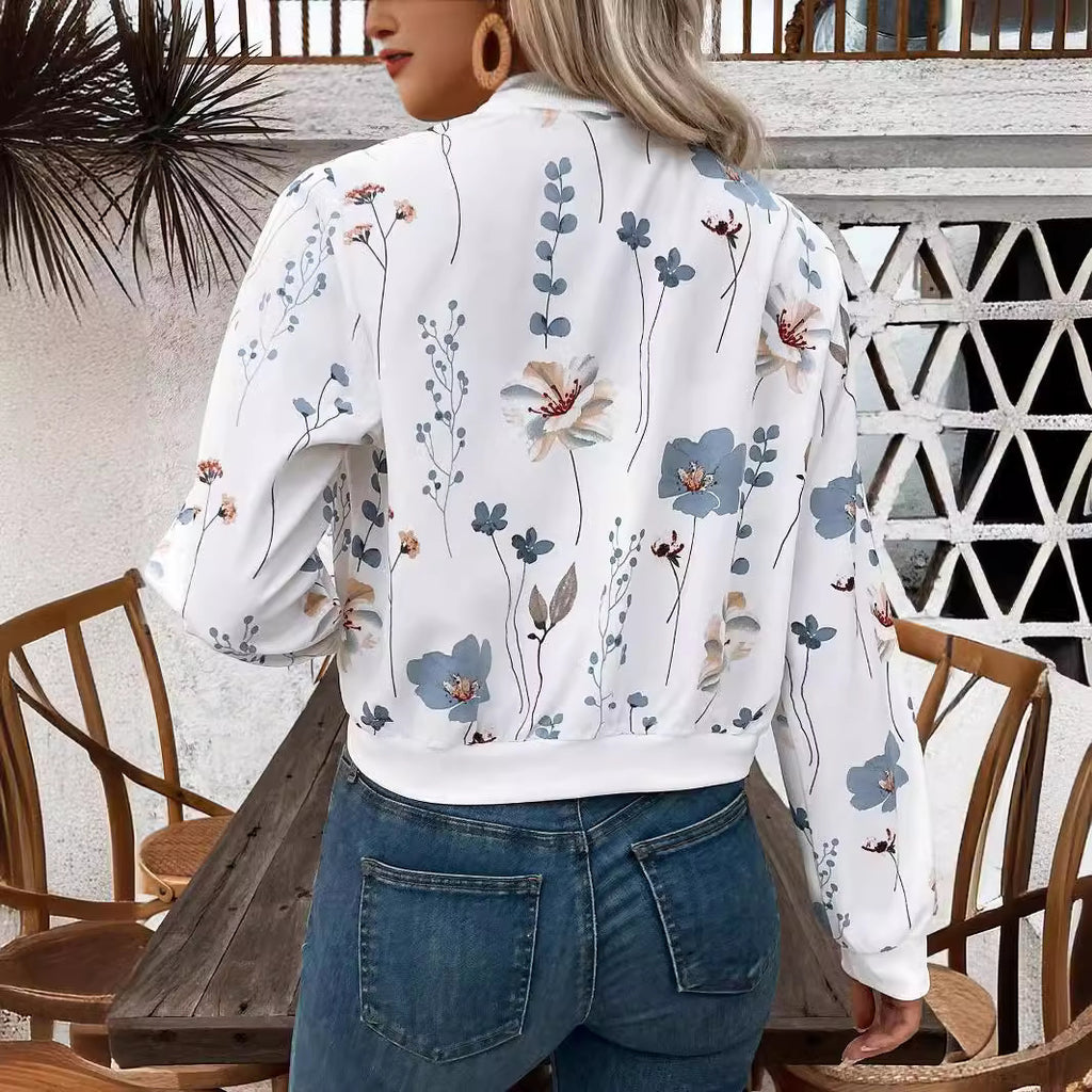 Floral Print Cropped Jacket