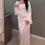 Women's Rhinestone Satin Lace-Up Evening Dress