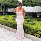 Floral Strapless Backless Bodycon Maxi Dress
