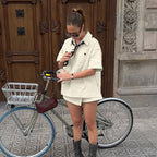 Loose Outfit Design Collared Short Sleeve Pocket