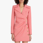 Women's Collared Button Long-Sleeve Office Dress