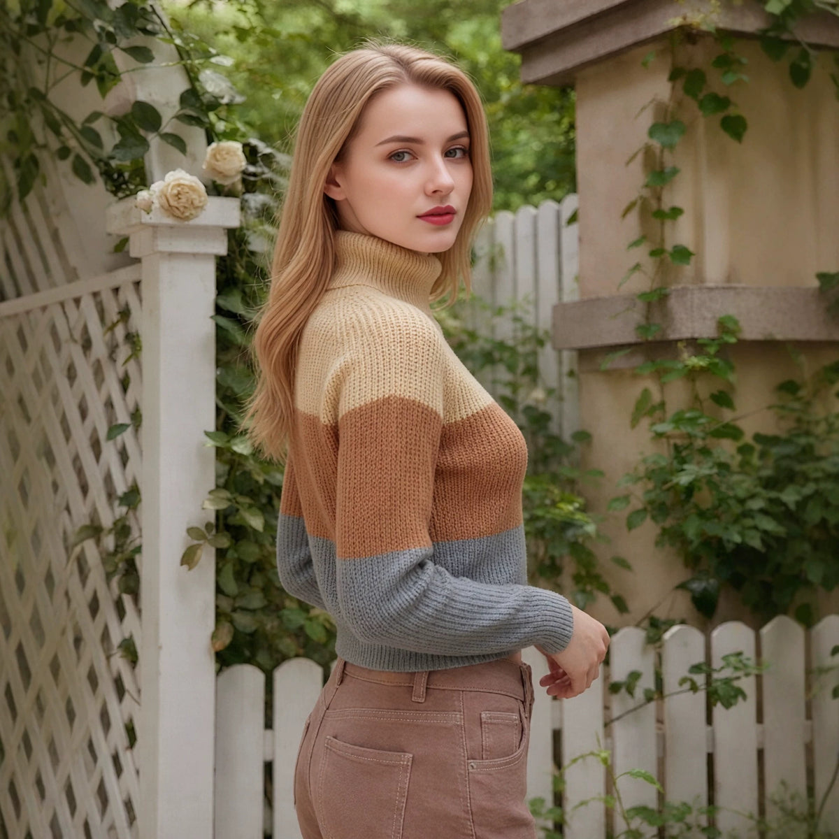 Women's Striped Cropped Sweater