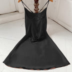 Suspender Ice Silk Silk Nightdress Casual Breathable Artificial Silk Sexy Backless Strap Nightdress Women