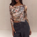 Floral Off-Shoulder Long-Sleeve Top