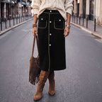 Women's High-Waist Corduroy Maxi Skirt
