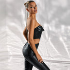 Faux Leather Boning Corset Wrapped Chest Backless Tube Top Vest