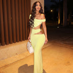 Solid Color Elegant Sheath Slim Fit One Step Dress Cutout