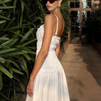 Pleated Spaghetti-Strap Maxi Dress