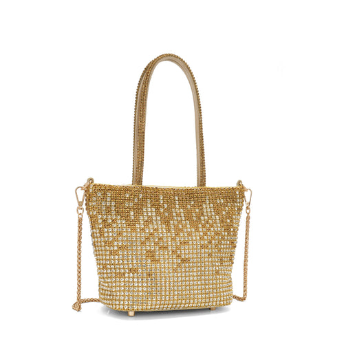 Shiny Diamond Studded Vegetable Basket Bag Special Interest Design Simple Handbag Large Capacity Crossbody Bag
