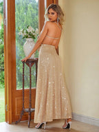 Women's Off-Shoulder Sequined Prom Dress