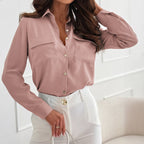Women's Clothing Autumn Casual Simple Advanced Button Long Sleeved Shirt
