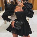 Black Strapless Two-Piece A-Line Dress