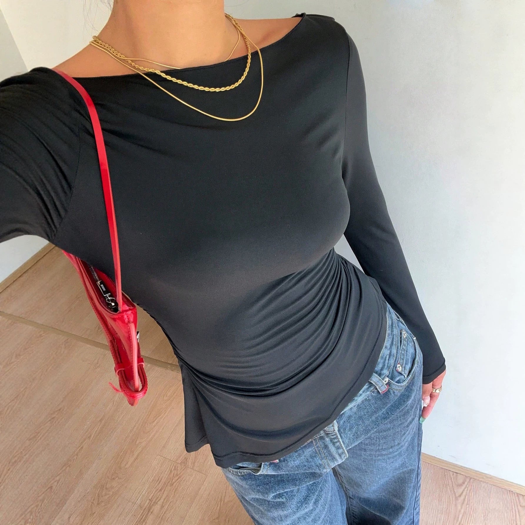 Women's Off-Shoulder Lace Backless Long-Sleeve Top