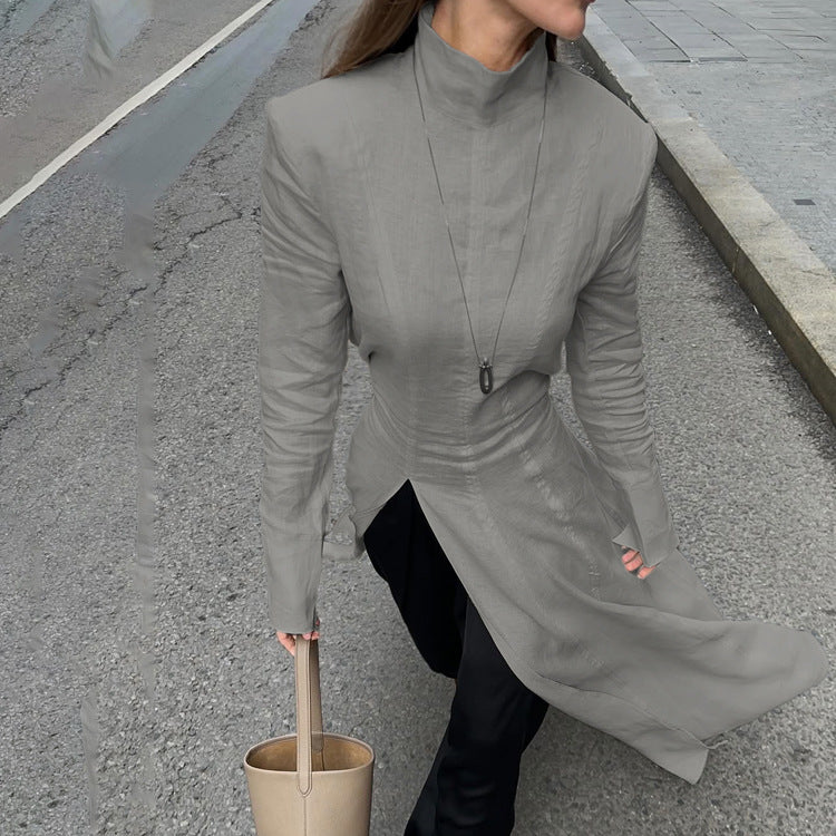 Stand-Collar Maxi Dress