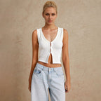 Women's V-Neck Sleeveless Cropped Top