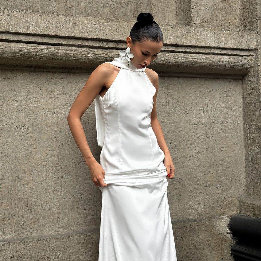 Women's Halter Silk Dress