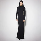 Women's Crew-Neck Cutout Backless Long-Sleeve Bodycon Maxi Dress