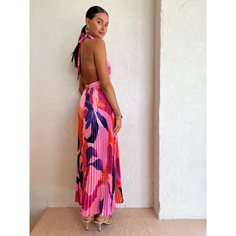 Women's Halter Pleated Dress