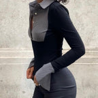 Women's Stripes Contrast Color Slim Fit All Matching Long Sleeve Top