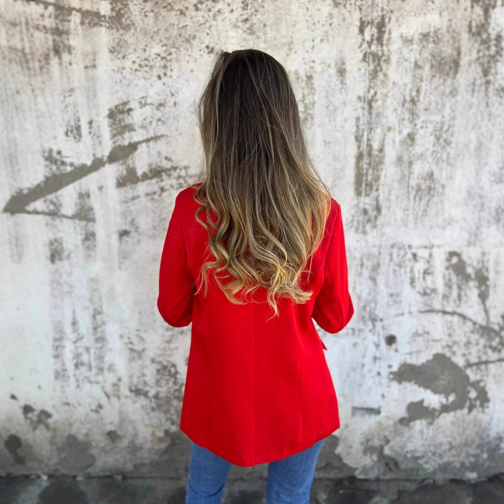 Fall Color Blocking Cheetah Collared Long Blazer