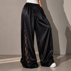 Wide-Leg Pants with Lace Detail