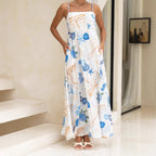 Women's Summer Vacation Nautical Print Casual Sling Maxi Dress