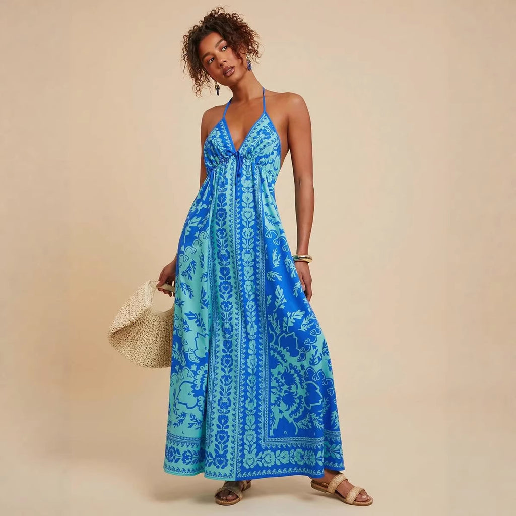 Women's Backless Floral Dress