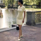 Women's Ruffle Knit Bodycon Mini Dress