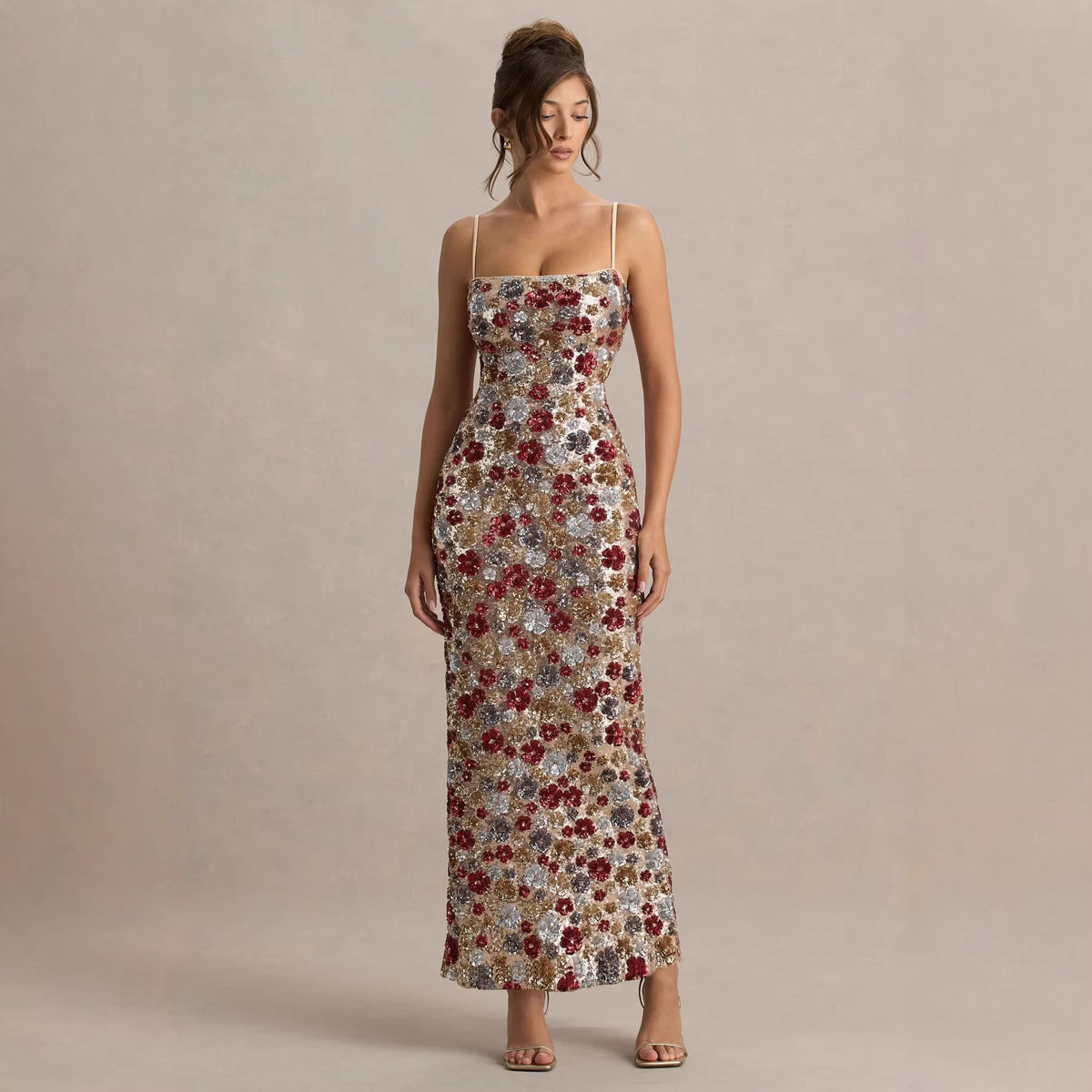 Women's Sequin Suspender Maxi Dress
