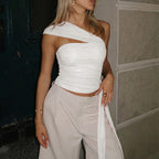Women's Asymmetric Diagonal Collar Top