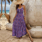 Women's Printed Halter Vacation Cami Dress