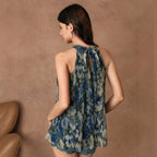 Loose Texture Sleeveless Slim Floral Strap Retro Sexy Sexy Outer Wear Halter Top