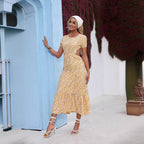 Women's Floral Dress Sexy Chiffon Open Waist Large Swing Bohemian Dress Holiday Dress