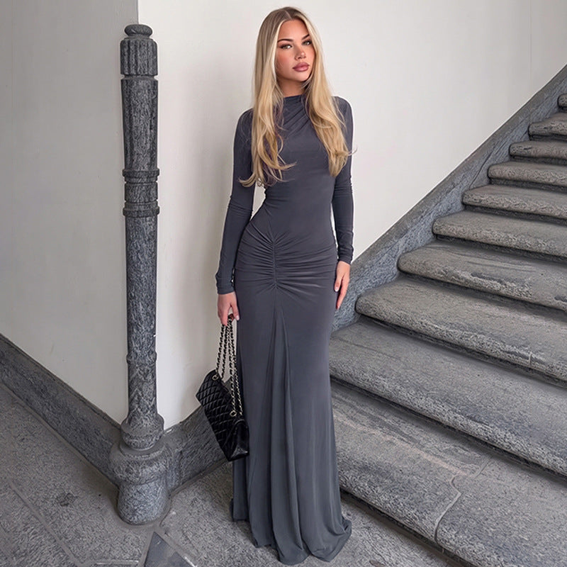 Long-Sleeve Fishtail Bodycon Dress