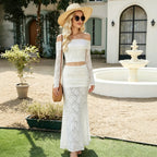 Women's Lace Cutout Fishtail Two-Piece Skirt Set
