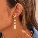 Women's Pearl Tassel Stainless Steel Earrings