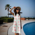 Women's Crew-Neck Floral Cutout Sleeveless Midi Dress
