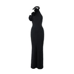 Women's Halter 3D Backless Split Maxi Dress