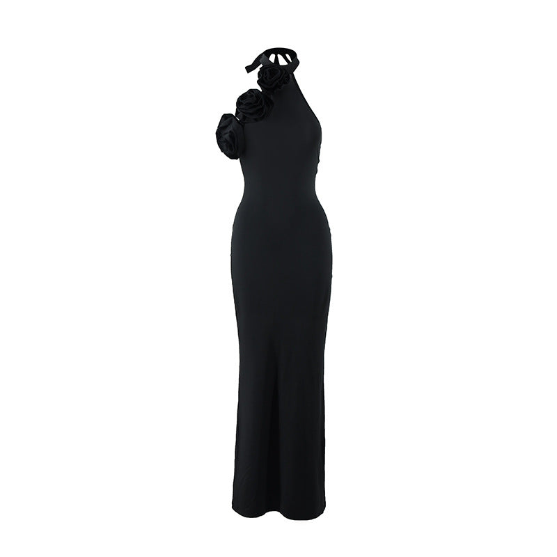 Women's Halter 3D Backless Split Maxi Dress